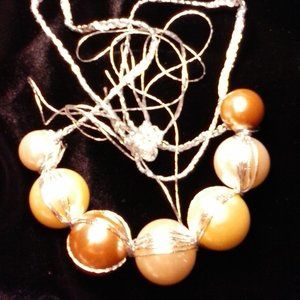 NWT Handmade Necklace Faux Pearls Silver String